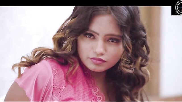 Indian horny babe in pink lingerie, seductive closeup gaze