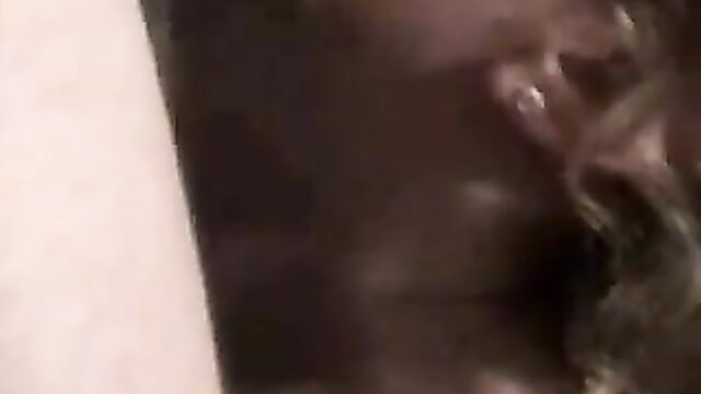 Closeup black woman mouth open for cumshot creampie