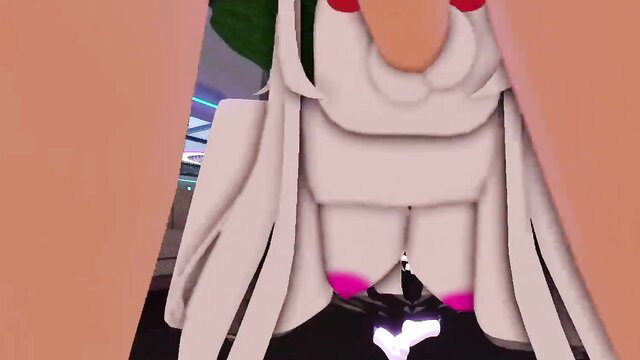 Roblox slut in white lingerie gangbanged at strip club