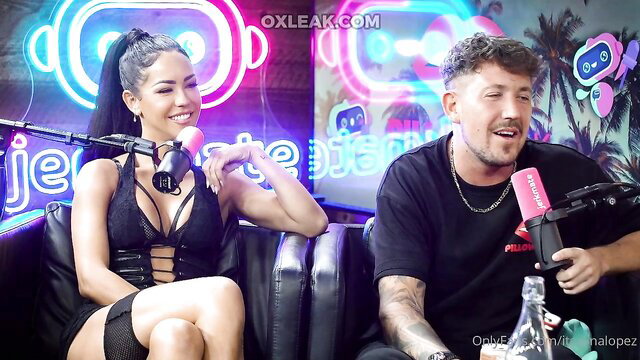 Alina Lopez and Erotic Medusa in sexy lingerie on podcast with Ricky Johnson