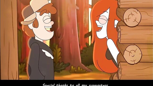 Dipper and Wendy Gravity Falls hentai parody couple smiling in forest