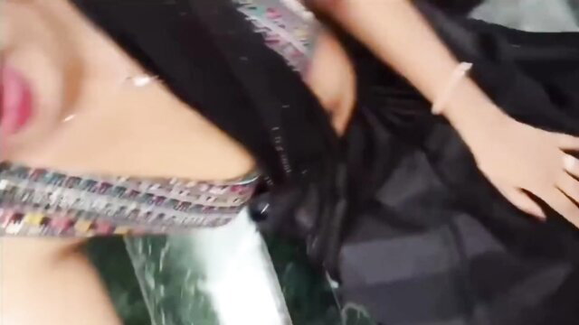 Akash Arya in sheer black saree exposing cleavage, hot homemade tease