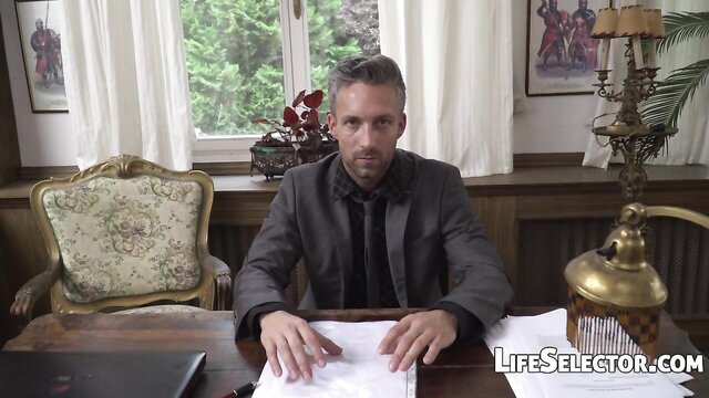 Ornella Morgan in Let Her Deceive You POV - suited man at desk