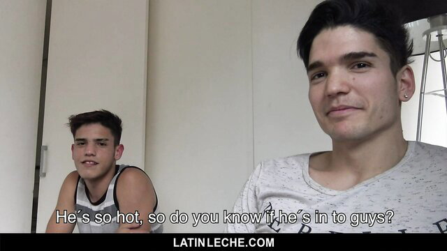 Hot Latino guys flirt in tank tops, asking if he's into guys - Latin Leche bisexual tease