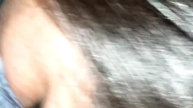 Blurry closeup of woman with long hair sucking cock, making love with mouth and pussy