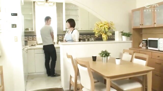 JAV milf in apron with boyfriend in kitchen, VKO-725 her mother too erotic