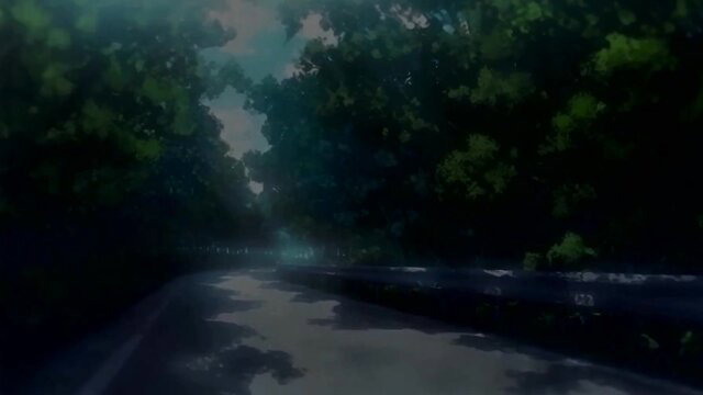 Yarichin Kateikyoushi Netori lush green tree-lined road anime scene