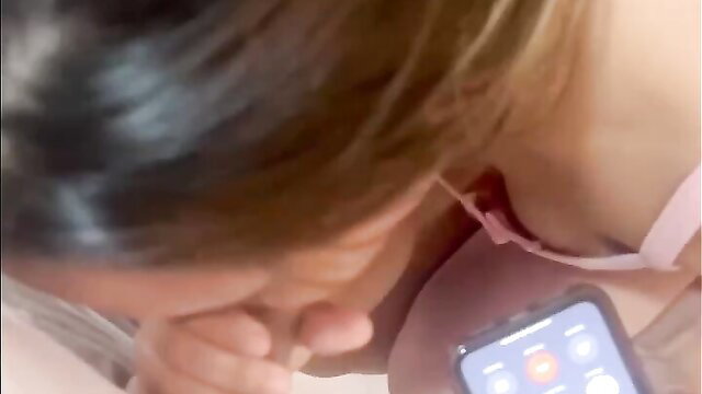 Blonde Vanessa closeup earphones phone amateur tease
