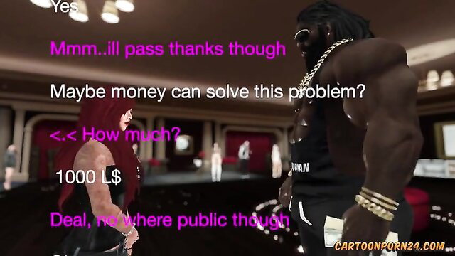 Redhead teen pays black stud 1000 LS for public fuck deal