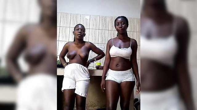 Swit_virgin22 ebony babes topless in white shorts big tits tease