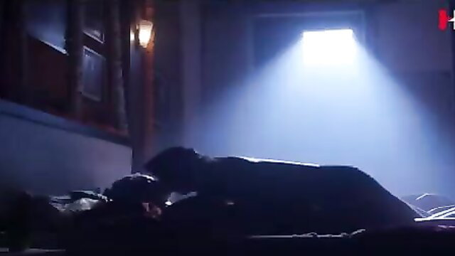 Silhouette couple in missionary sex in dark bedroom scene from Hangout 2024 Hunt Episode 03