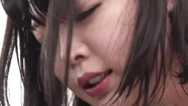 Kawagoe Yui closeup face in JAV, sultry lips parted, black hair
