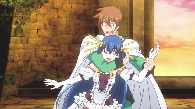 Rance 01 Hikari o Motomete Ep.4 anime couple in fantasy outfits embrace