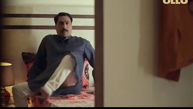 Indian bhabhi in kurta churidar sits legs spread on bed, Bhabhi Matlab Apni Property EP2