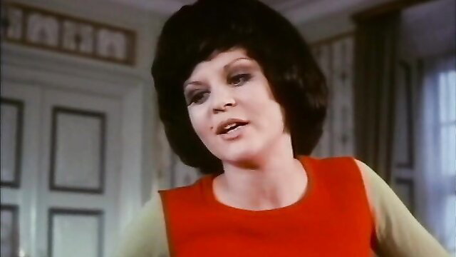 Vintage 1972 Danish porn star in red dress closeup