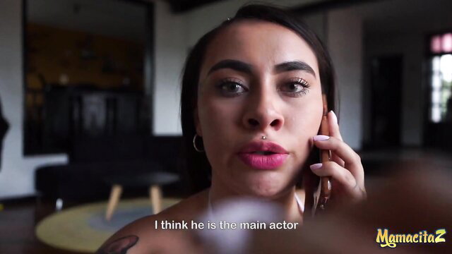 Leidy Azucar on phone call, big tits, tattoos, sexy closeup