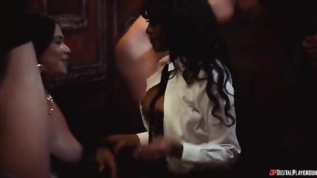 Ryan Reid in sexy open white shirt flashing tits in Deadly Vows Episode 1