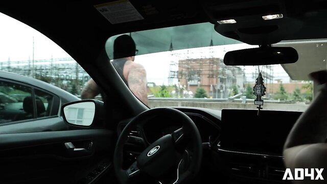 Skye Fox tatted 18yo in car POV rough doggy tease