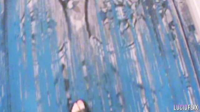 Bella Blu closeup on blue textured wall in LUCIDFLIX VHSex Episode 7