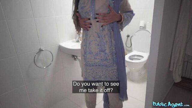 Denis Marti in blue shalwar kameez teases taking it off in bathroom