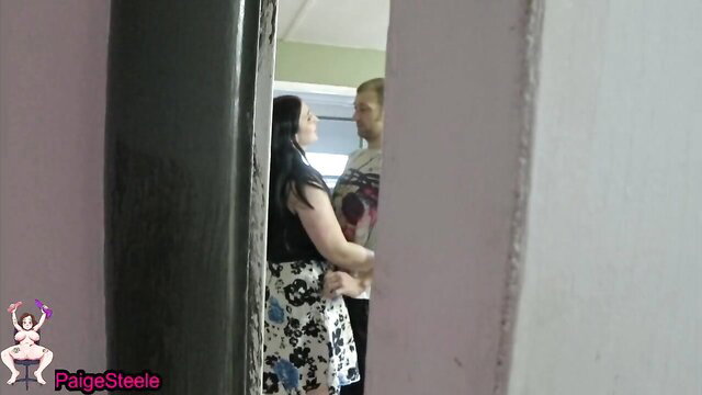 Cheating Wife in Floral Skirt Embraces BBC Stud Doorway Tease