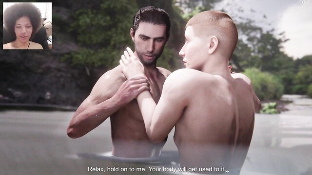 KuroTsubassa nude gay scene: muscular men embracing in water, hold on me