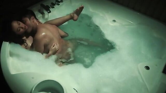 Salome Salvi nude hot tub sex with lover, wet tits and embrace