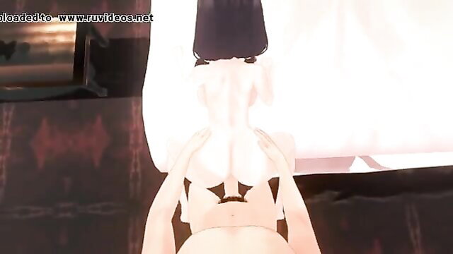 Anime girl back view with huge tits in 2022 SFM Blender porn compilation