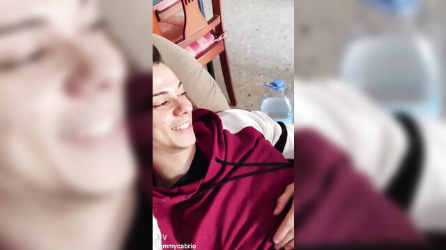 Lana Bunny smiling in hoodie, Tommy Cabrio homemade porn thumbnail