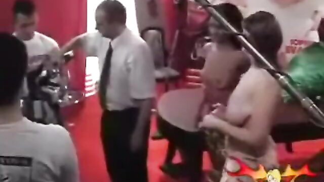 Lisa Sparxxx topless in 919 men gangbang with guys around her