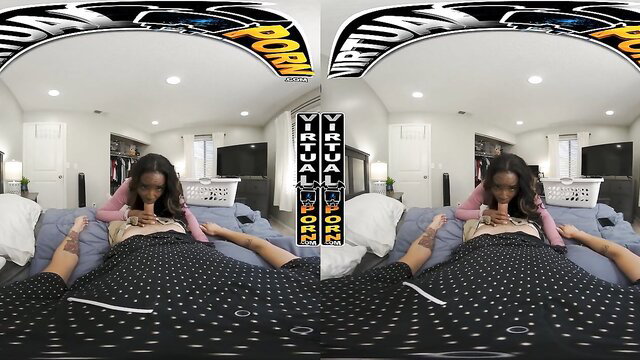 VR stepmom gives intense wet blowjob POV after finding your porn socks