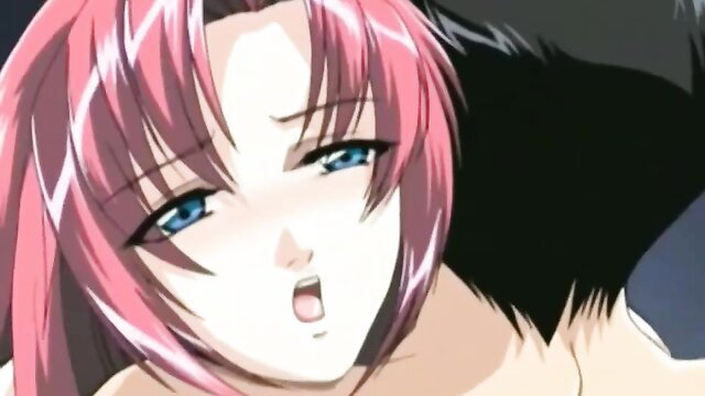 Pink-haired JAV babe with blue eyes in intense close-up oral sex