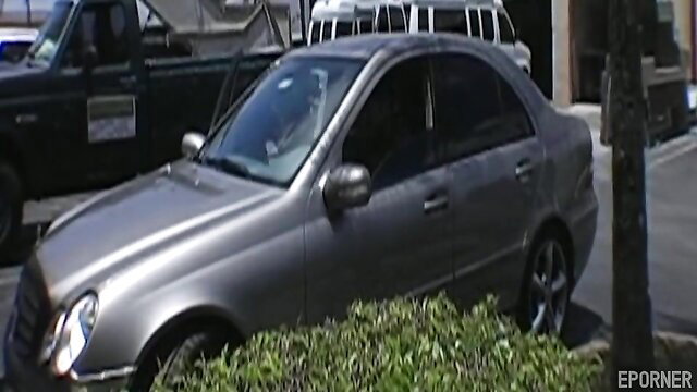 Gray Mercedes car in parking lot surveillance video thumbnail