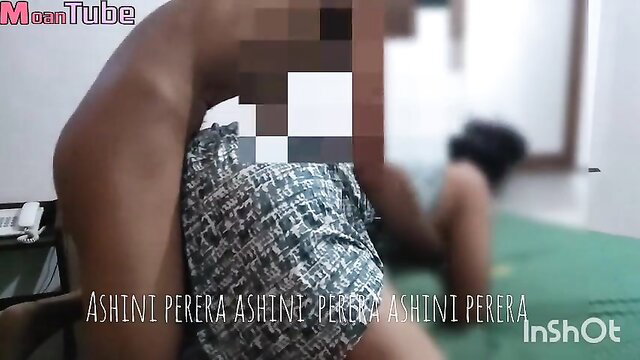 Ashini Perera in sexy green dress, bent over teasing ass on MoanTube