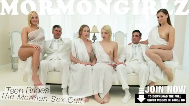 Mormon Girlz Teen Brides orgy with petite blondes and men in white robes