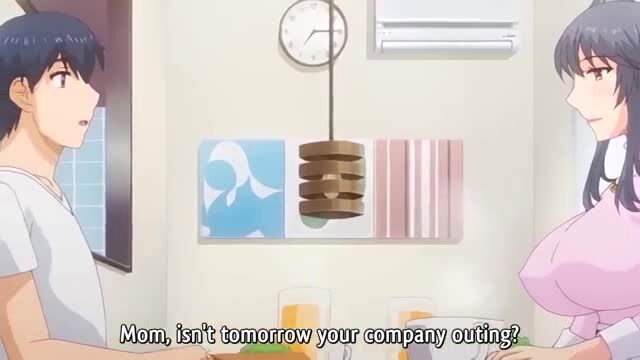 Lovepoke as busty anime mom in tight pink top talks to son in hentai