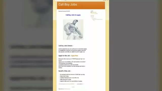 Call Boy Job Application Muscular Guy for Mature Aunty Service