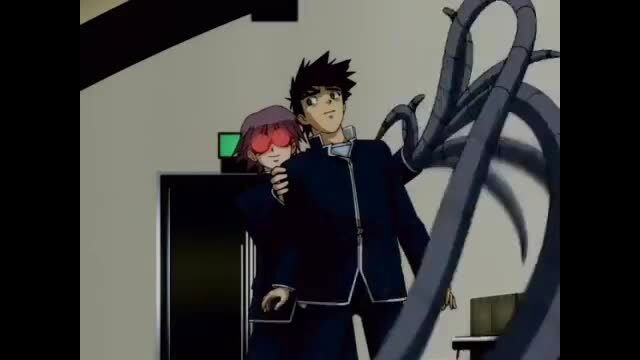 Sexy Magical Girl vol.3: anime girl in purple shades hugs spiky-haired guy with tentacles emerging