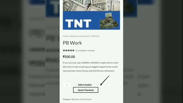TNT PB Work scam investment ad promising 500-30k rupees daily