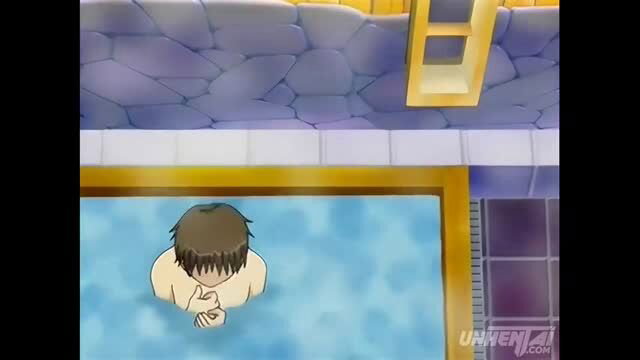 Anime boy with boner in bath as stepmom washes him, JAV hentai
