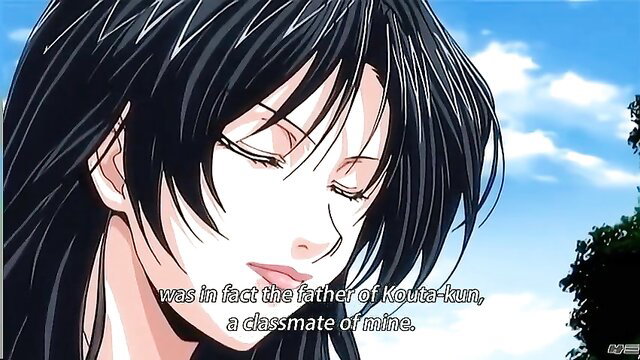 Anime hentai girl with long black hair confessing father's classmate affair