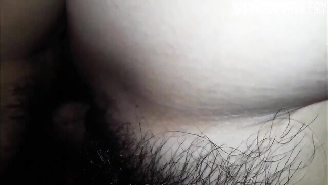 Closeup Sri Lankan amateur pussy with dark bush hair