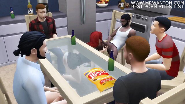 Sims 4 Cuckold Watches Strangers Gangbang Wife at Table