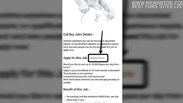 Scam job ad overlay on blurred adult video thumbnail NIKAH Kabul He