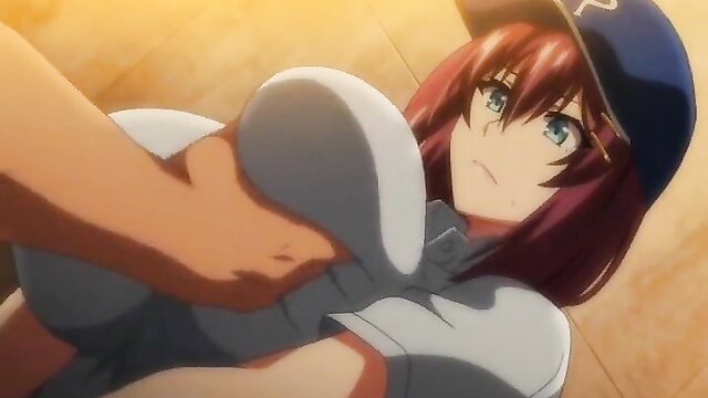 Akane in tight baseball uniform, huge tits spilling out, seductive hentai pose