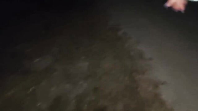 Blurry nighttime outdoor tease seducing mom's friend