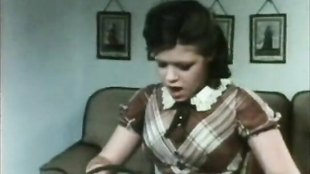 German cutie Bonifatius Kiesewetter in vintage dress on couch