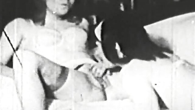 Vintage B&W orgy thumbnail: nude white girl with black man penetrating