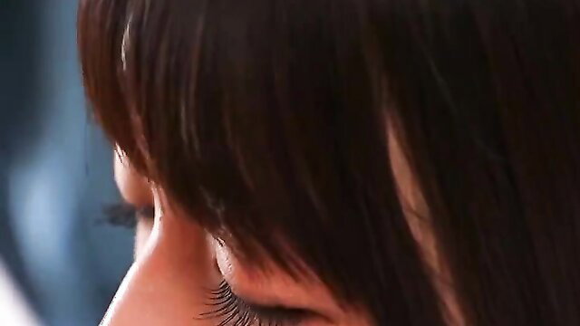 Sasha Strange closeup eyes and bangs, petite Japanese pornstar