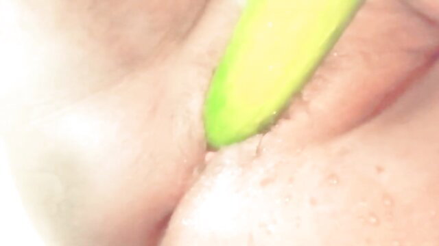 Desi housewife ass fucked by green veggie dildo in hot interracial action